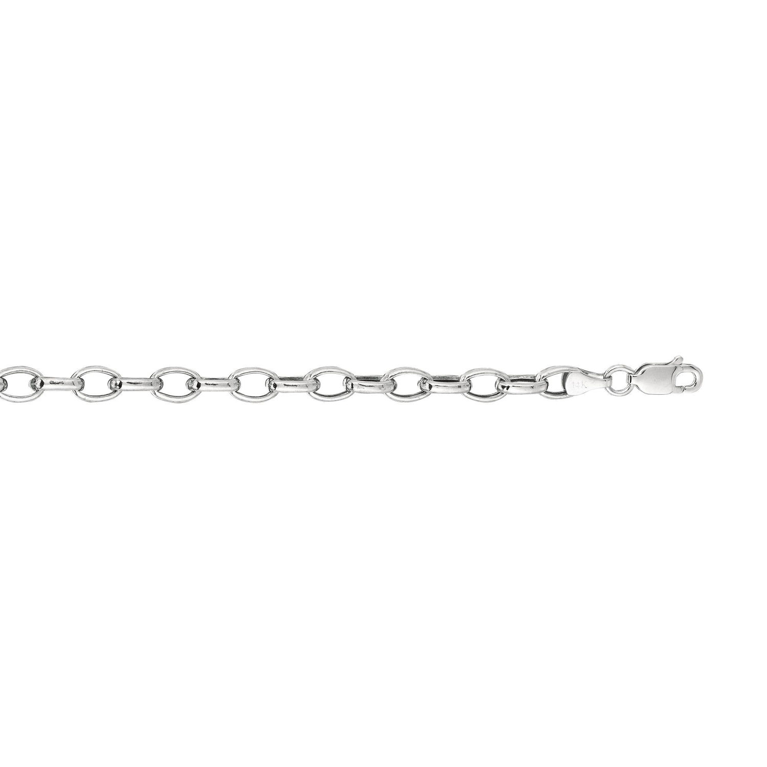 14K Gelb- oder Weißgold 4,6 mm Oval Rolo Kette Armband, Karabinerverschluss - 7" - Bild 10 von 14