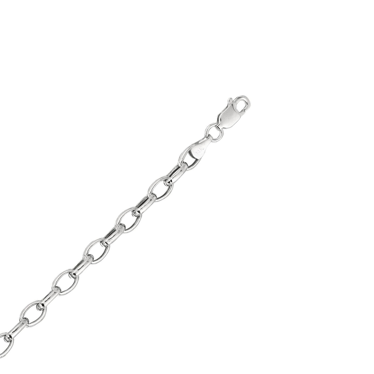 14K Gelb- oder Weißgold 4,6 mm Oval Rolo Kette Armband, Karabinerverschluss - 7" - Bild 11 von 14