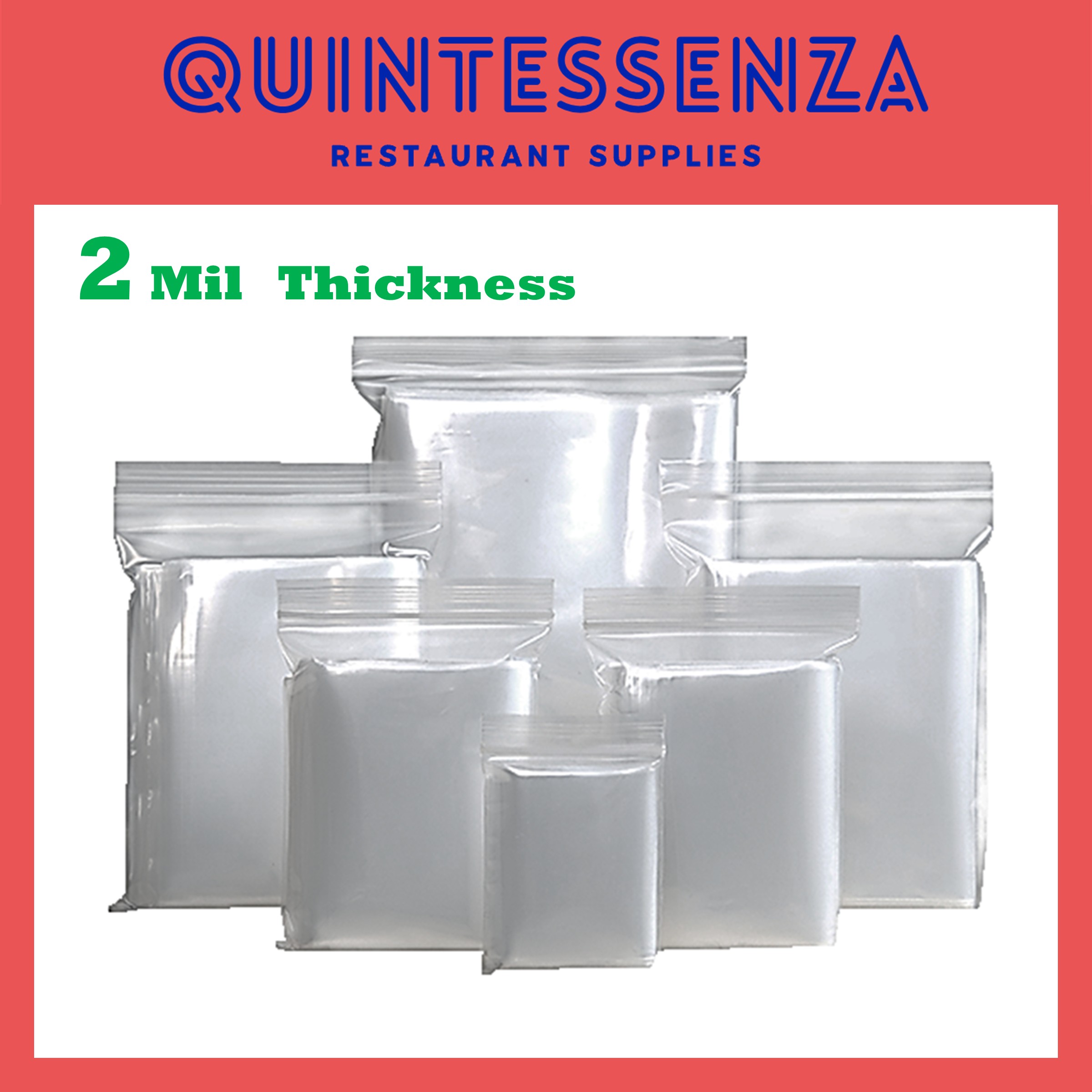14” x 14” = 2 Mil Thick Clear Zipper Reclosable Poly Bags by Quintessenza