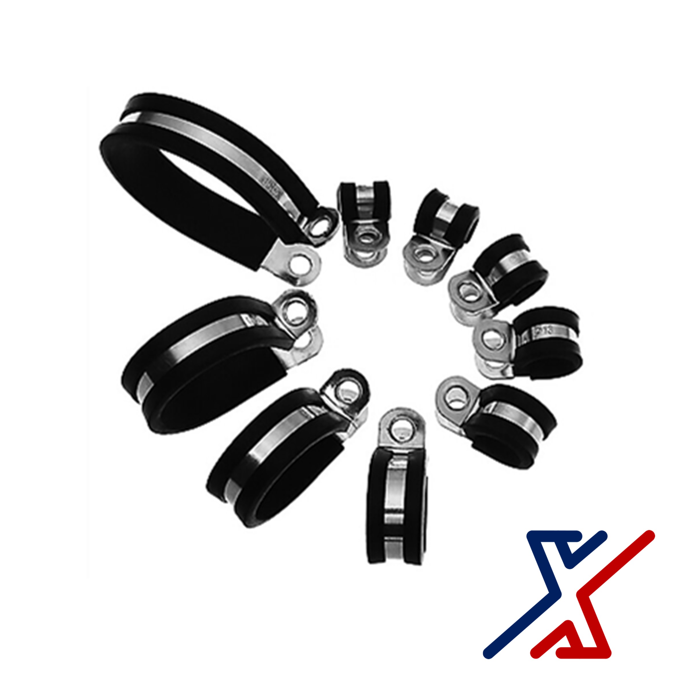 64 mm. EPDM Rubber Insulated Zinc-Plated Steel Clamp(s) by X1 Tools
