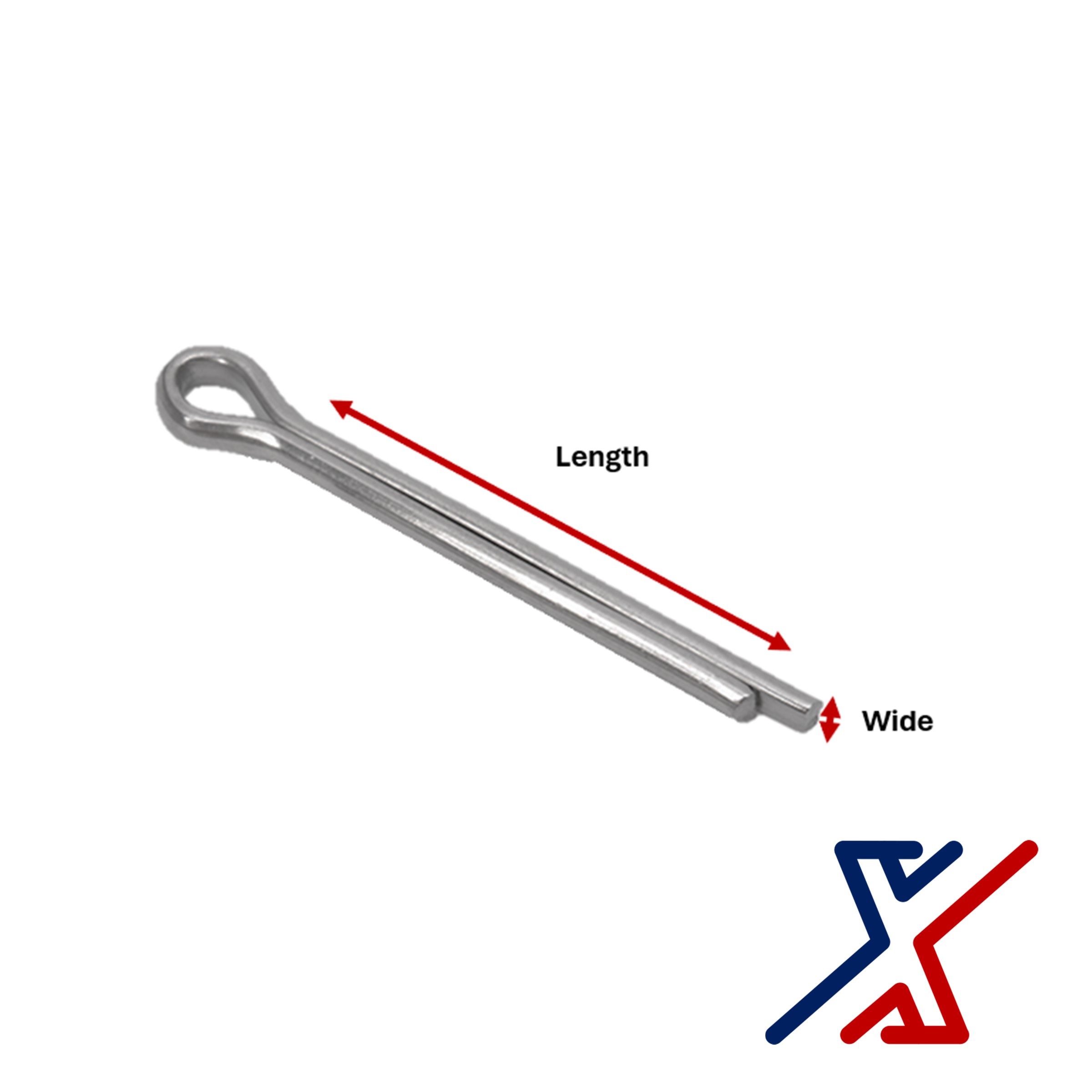 1/2" Diameter x 7" Long Zinc-Plated Carbon Steel Cotter Pin by X1 Tools