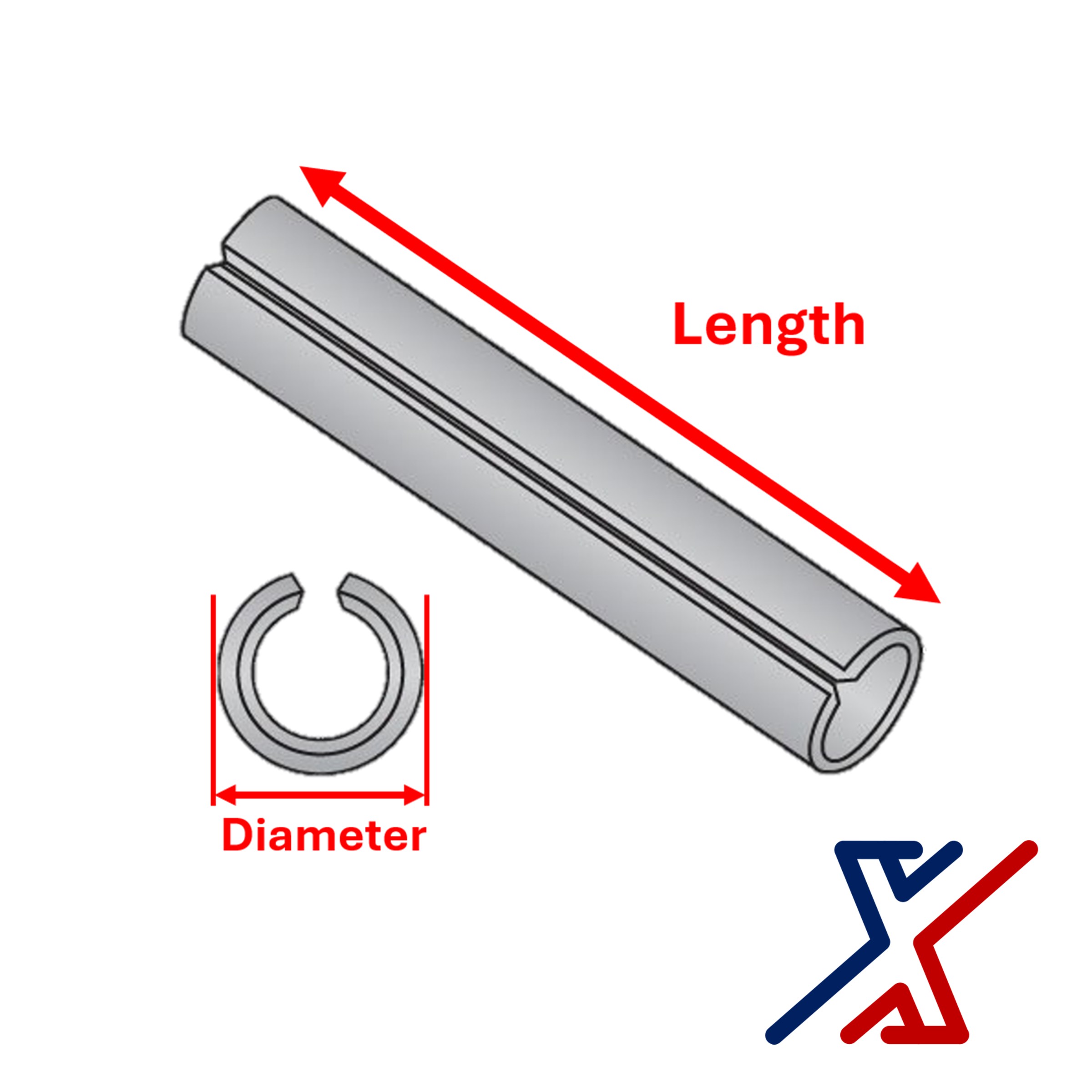 5 mm. Wide x 26 mm. Long Roll Pin / Spring Pin / Tension Pin by X1 Tools - Picture 32 of 42