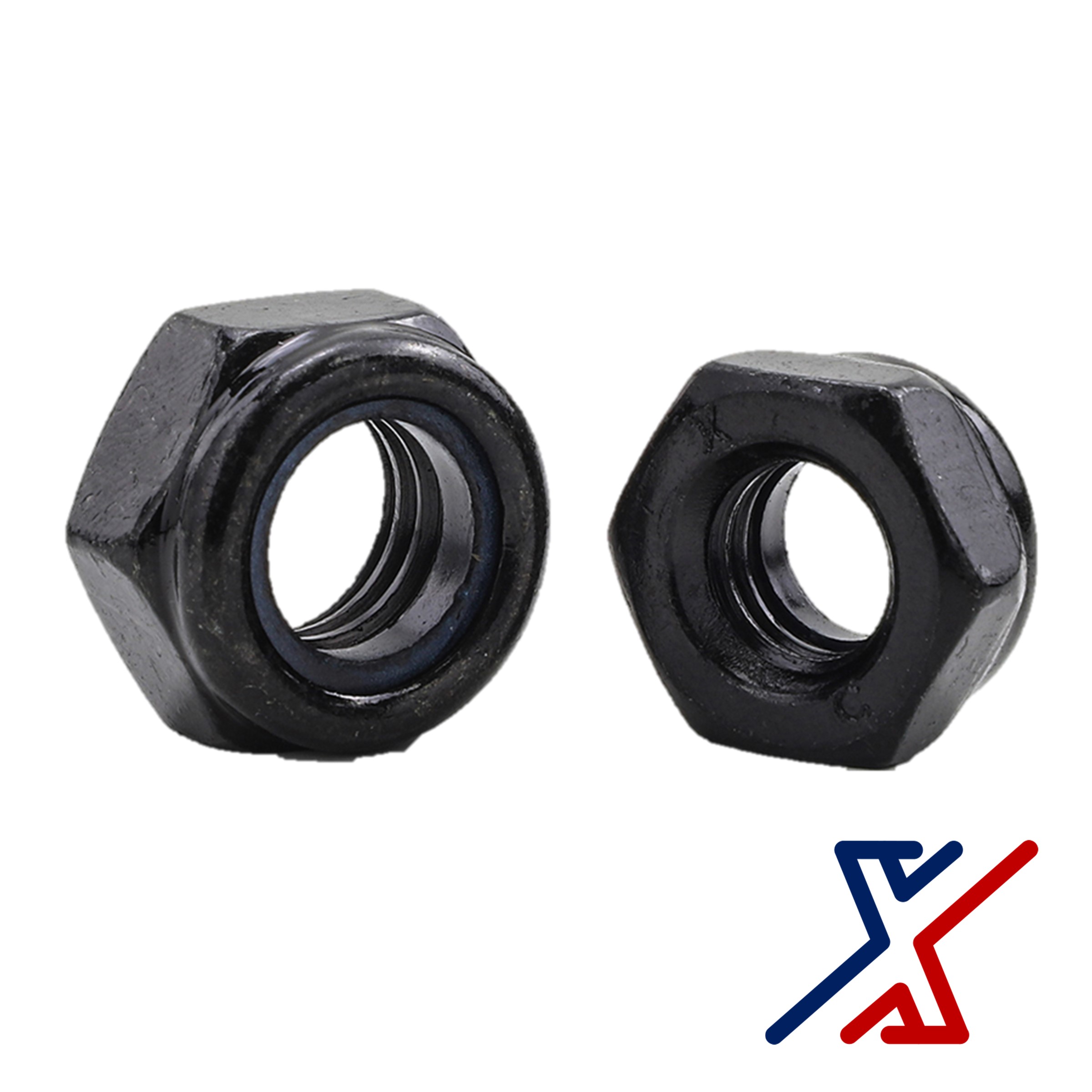 1/4"-20 Hi-Performance Black-Oxide Steel Nylon-Insert Locknuts by X1Tools