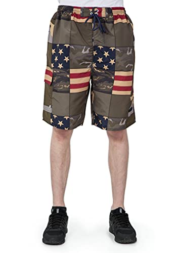 Men's USA American Flag Deer Design Microfiber Swimshort With Cargo Pocket - Picture 3 of 4