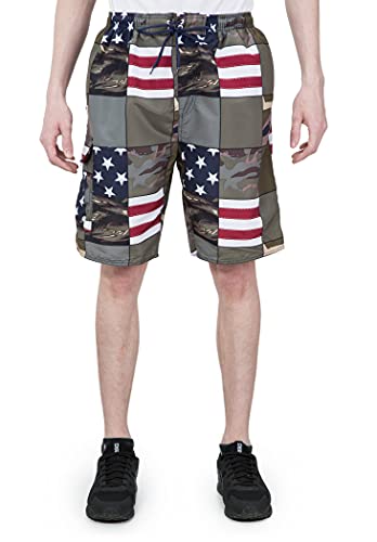 Men's USA American Flag Deer Design Microfiber Swimshort With Cargo Pocket - Picture 4 of 4