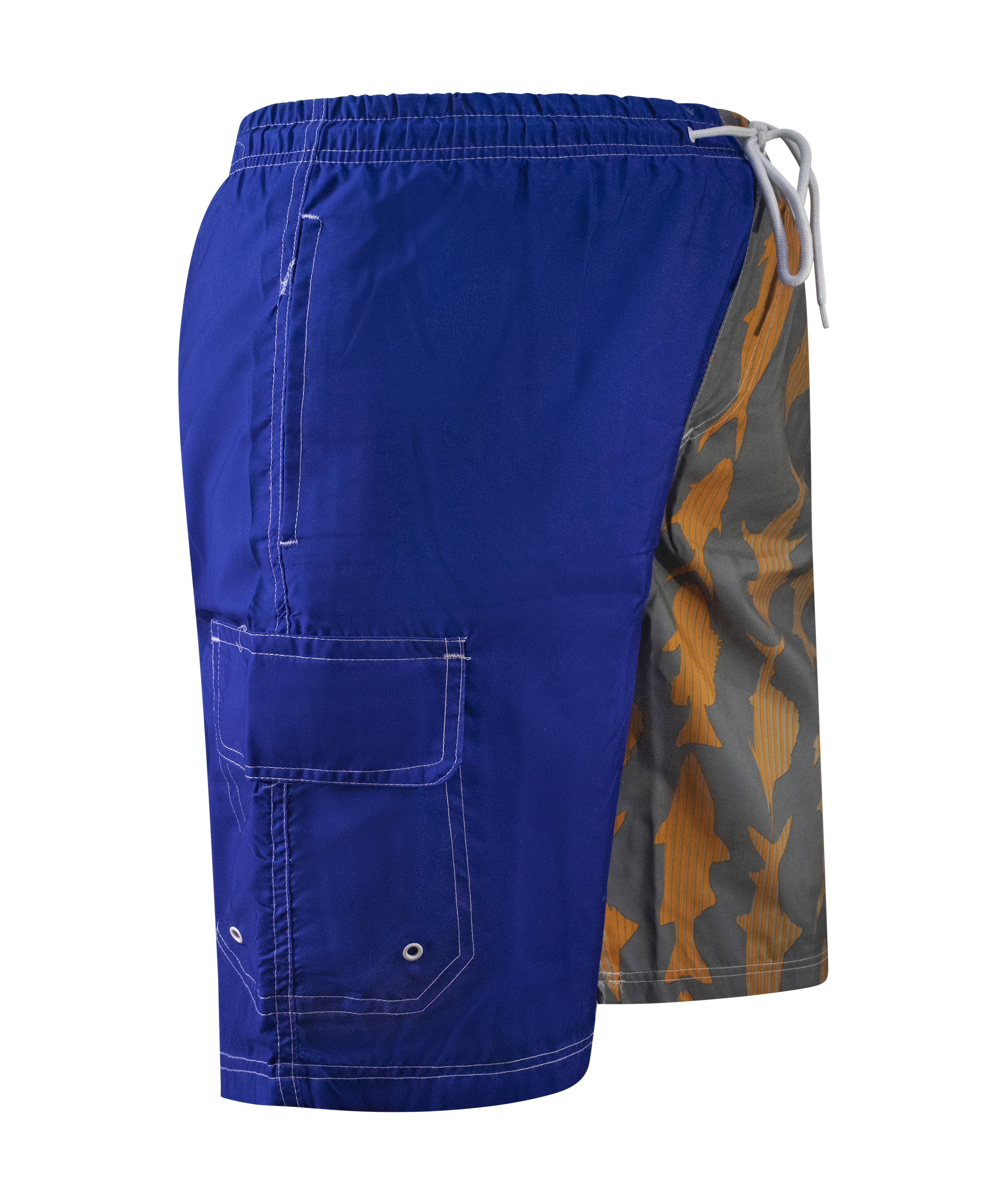 Pantalones cortos de natación de carga con estampado de microfibra de tiburón con bandera americana North 15 para hombre - Imagen 15 de 16