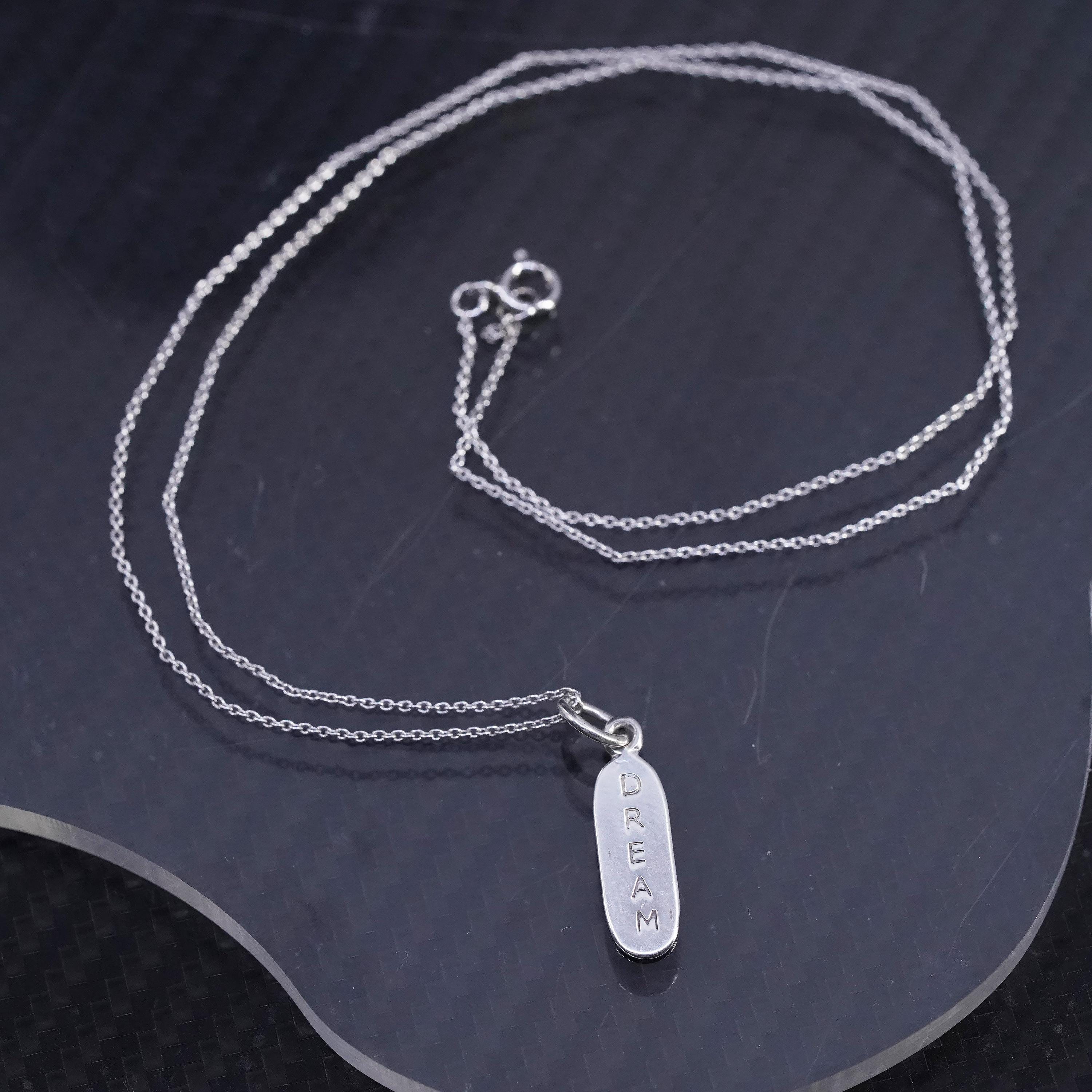 18” 1mm, vintage sterling silver 925 circle chain necklace with tag pendant detailed image 4