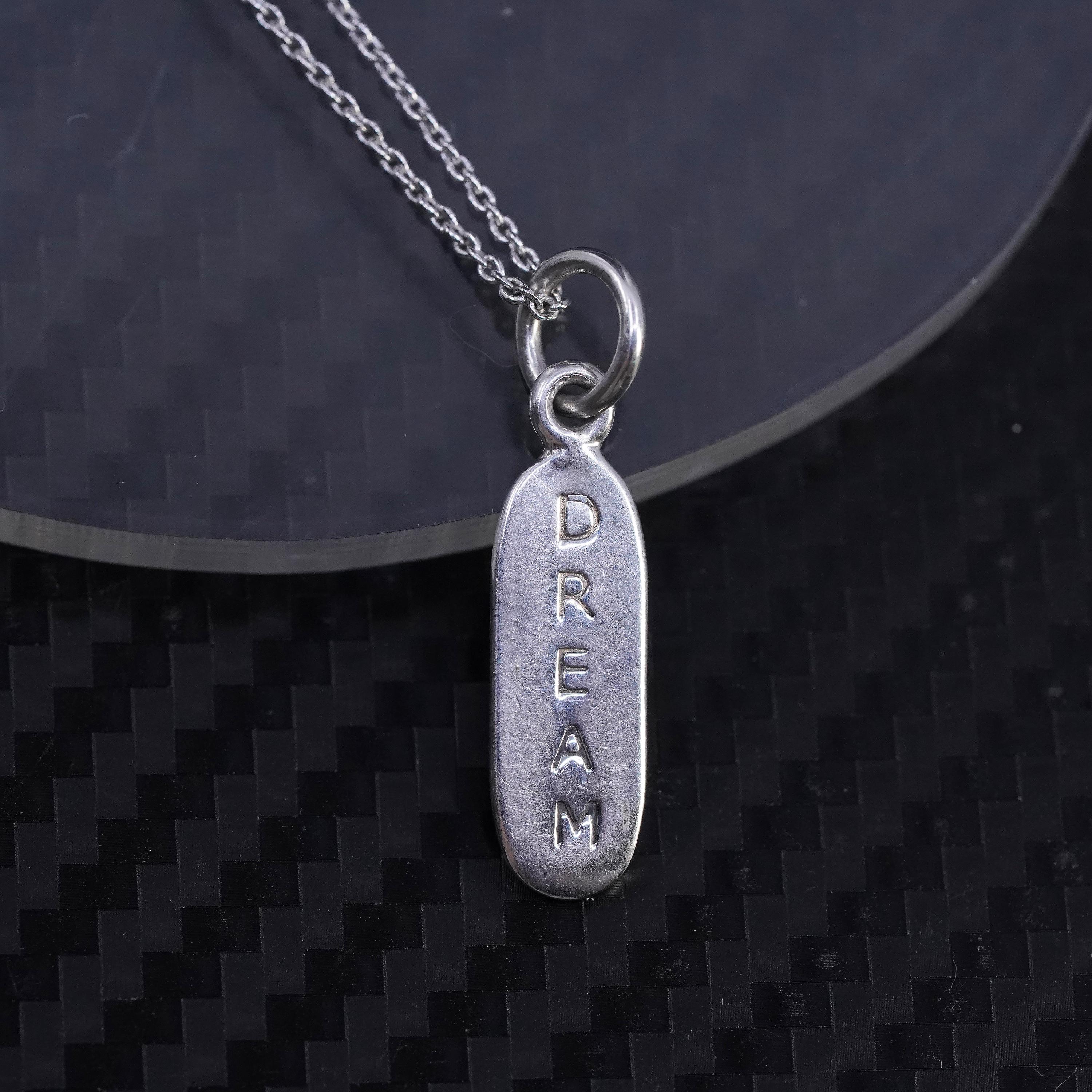 18” 1mm, vintage sterling silver 925 circle chain necklace with tag pendant