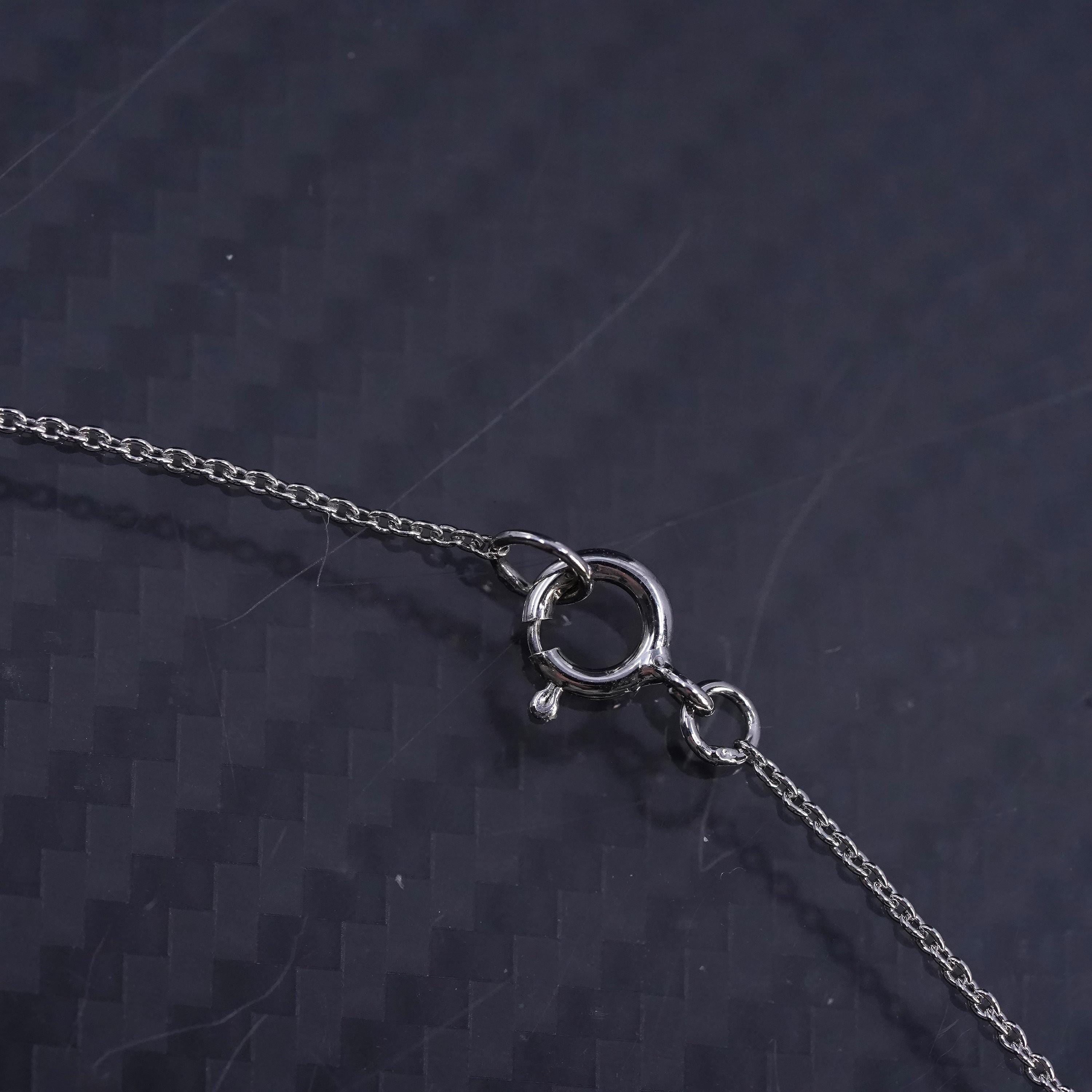 18” 1mm, vintage sterling silver 925 circle chain necklace with tag pendant detailed image 6