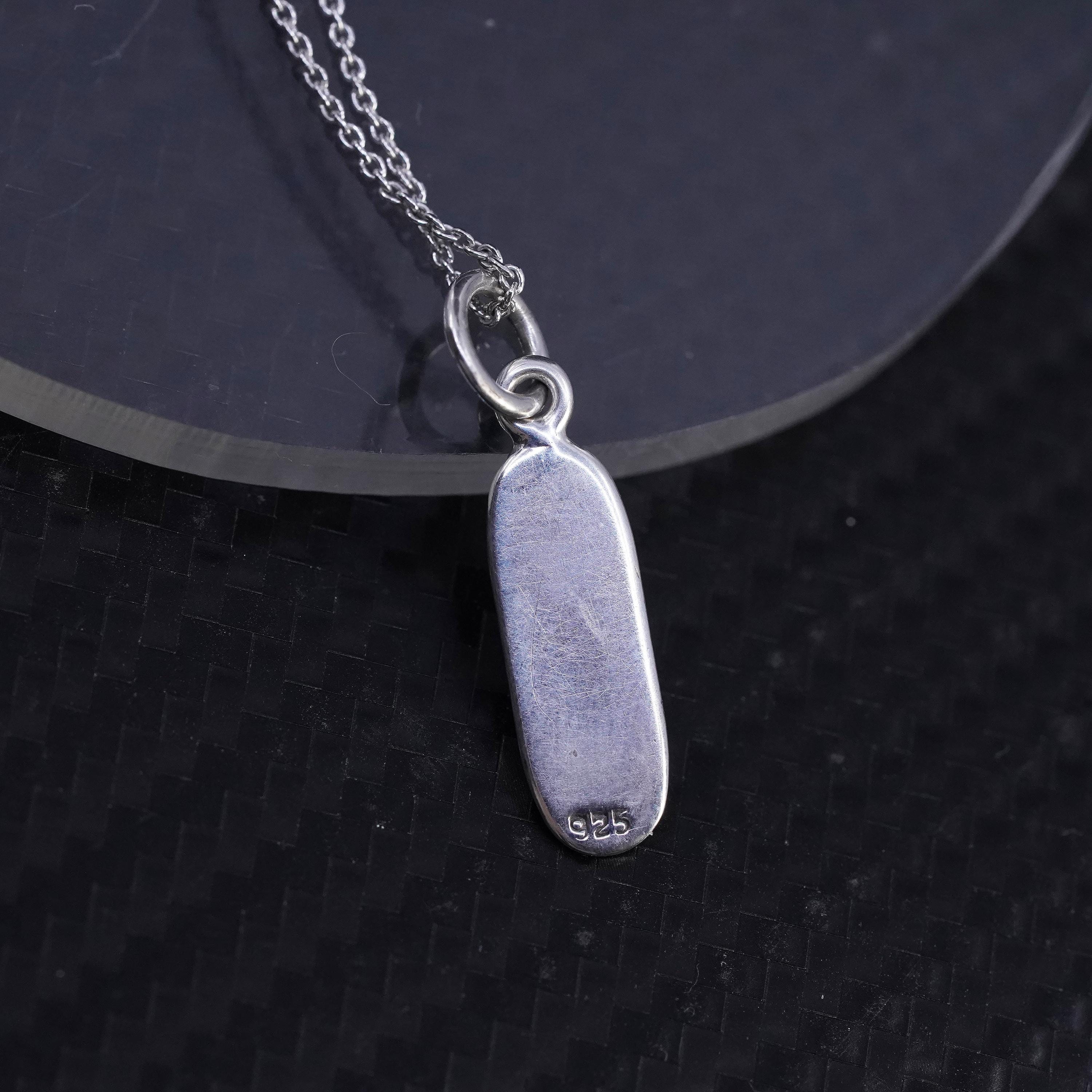 18” 1mm, vintage sterling silver 925 circle chain necklace with tag pendant detailed image 5