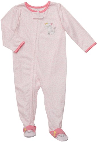 Carter's Girl's Pink Kitty Cheetah Polyester Footed Pajama Sleeper - Bild 2 von 2
