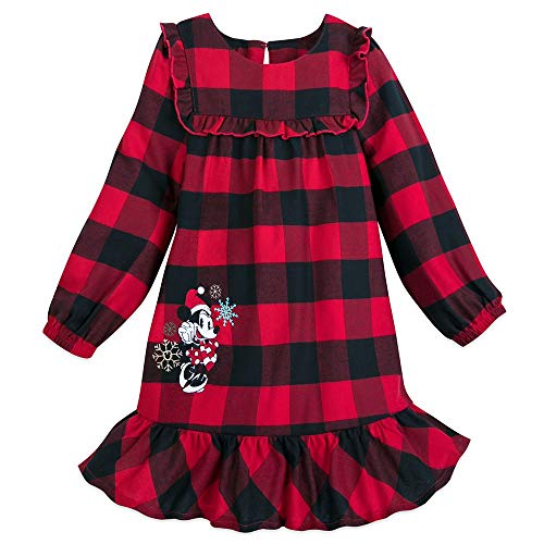 Disney Girl's Minnie Mouse Christmas Holiday Snowflakes Plaid Nightgown, Gown - Bild 2 von 2