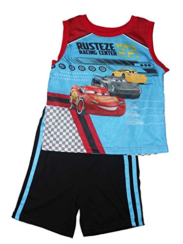 Disney Cars 3 Lightning McQueen Rusteze Racing Center Boys Shorts Pajama Set - Picture 3 of 3