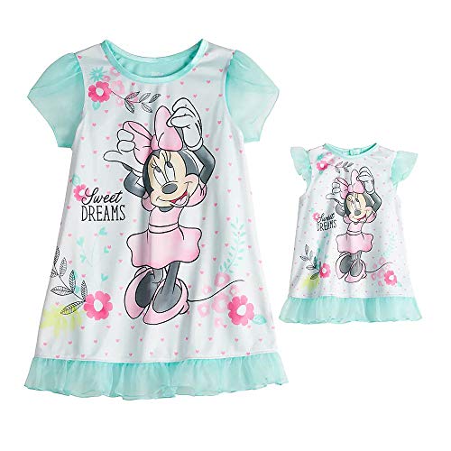 Minnie Mouse Kleinkind Mädchen Sweet Dreams Blumen Nachthemd mit Puppenkleid - Bild 2 von 3