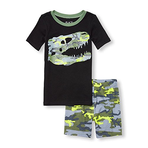 Boy's Camouflage Dinosaur T-Rex Skeleton Pajama Shorts Set - Bild 6 von 6