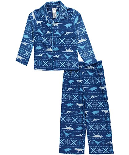 Boy's Fleece Fair Isle Winter Dinosaur, Dino 2-Piece Pajama Set - Picture 2 of 2