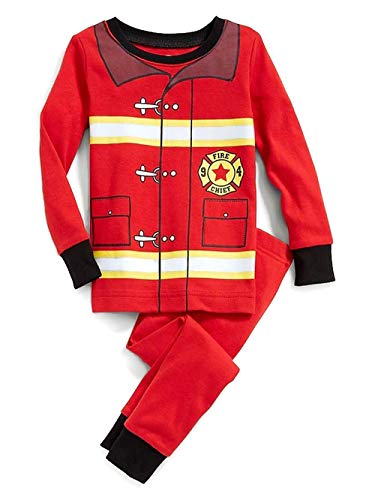 Toddler Boy's Fireman Fire Fighter Costume Style Cotton Pajama Set - Picture 3 of 3