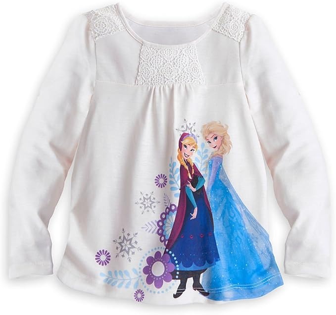 Disney Frozen Anna and Elsa Polyester Jersey Pajama Top, Floral PJ Pants Set - Picture 11 of 15