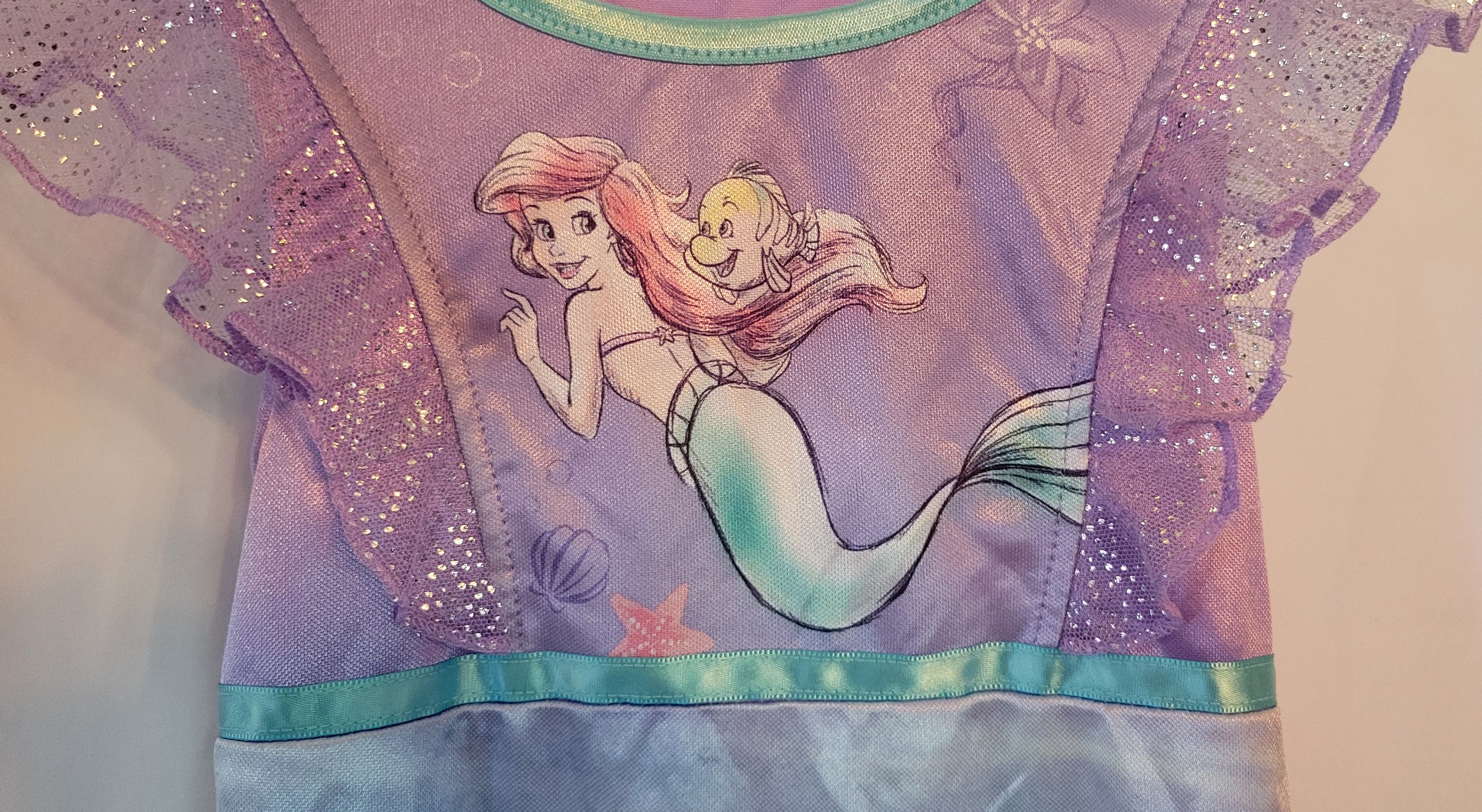 Disney Little Mermaid Ariel and Flounder Girl's Satinet Tulle Nightgown - Picture 6 of 6