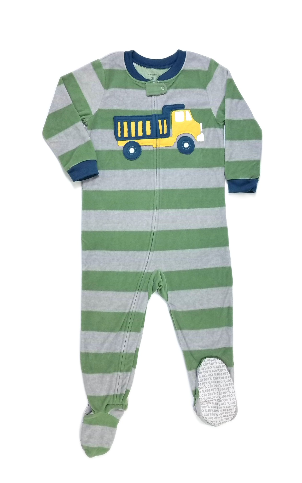 Carter's Toddler Boy's Fleece Striped Dump Truck Footed Pajama Sleeper