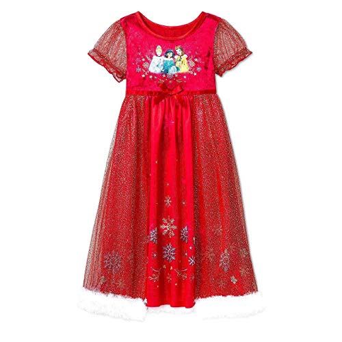 disney princess christmas dress Princess Christmas Holiday Red Satin, Tulle Snowflake Nightgown