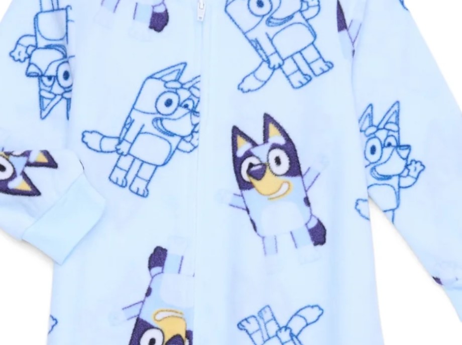 Bluey Toddler Boy's Character Silhouette Print Fleece Footed Pajama Sleeper - Picture 8 of 10
