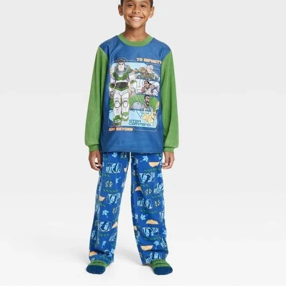 Buzz Lightyear Star Command Boy's Fleece Pajama Set with Socks - Picture 4 of 6