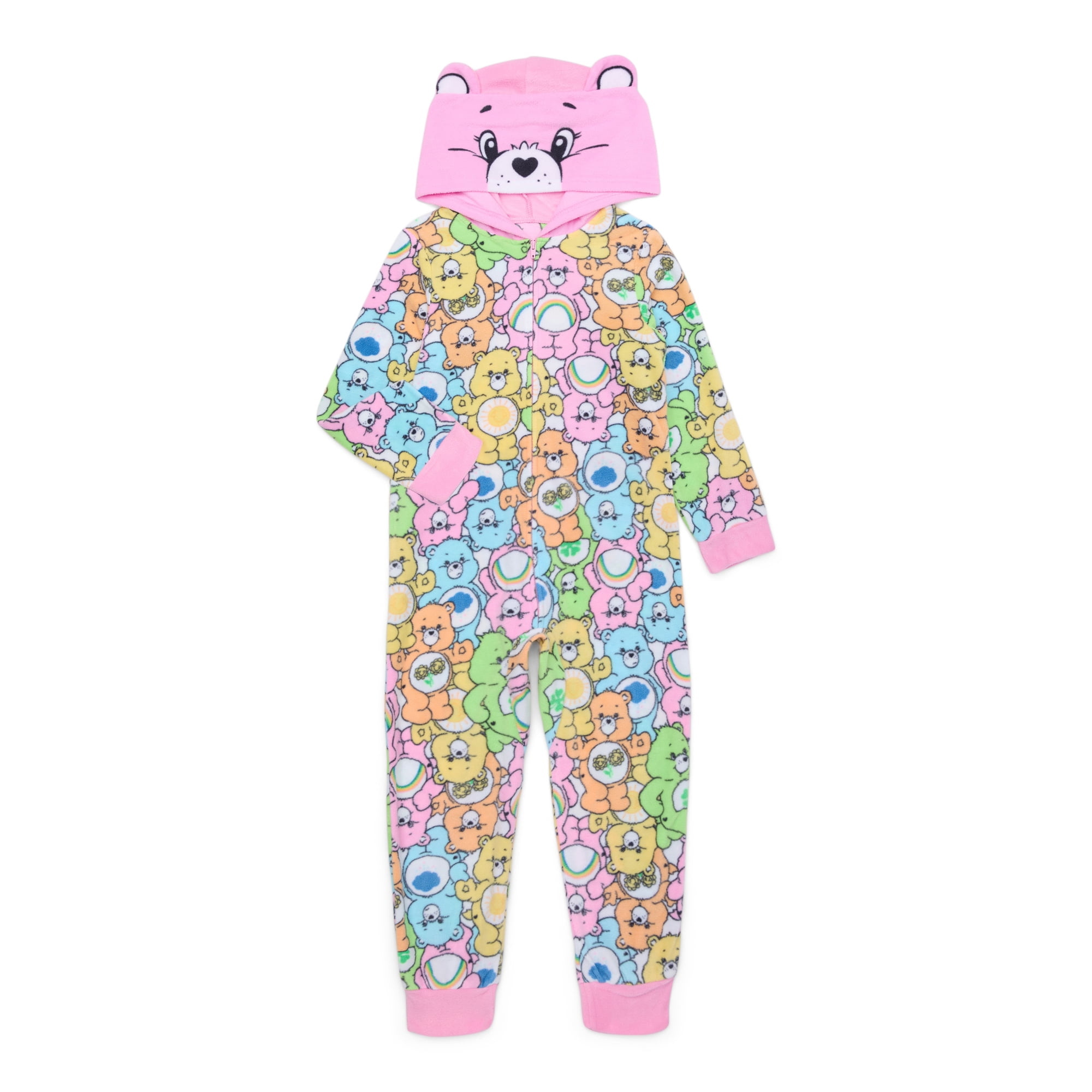 Care Bears Girl's Soft Fleece Print Costume Hooded Pajama Sleeper - Picture 7 of 8