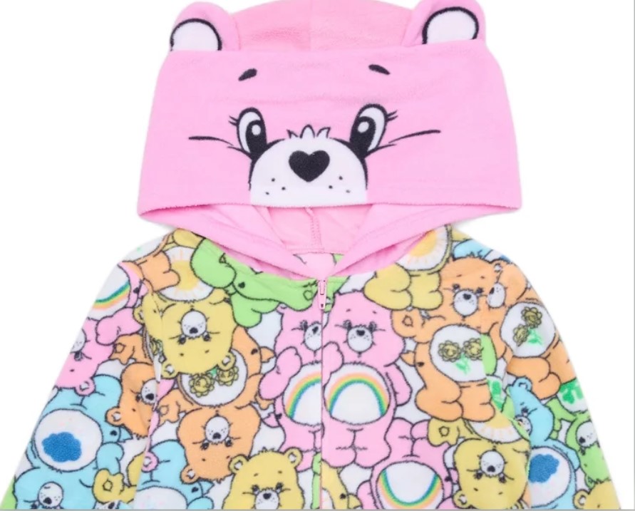 Care Bears Girl's Soft Fleece Print Costume Hooded Pajama Sleeper - Picture 8 of 8