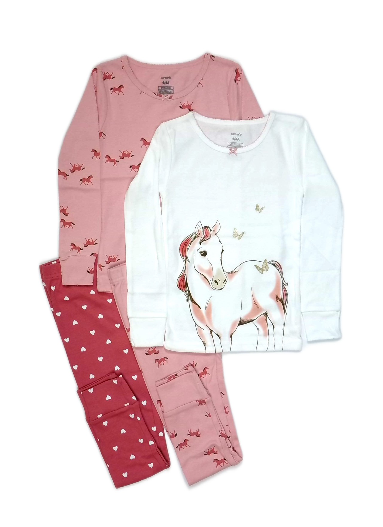 Carter's Girl's 4-Piece Sweet Horse and Butterfly 4-Piece Pajama Set - Picture 5 of 12