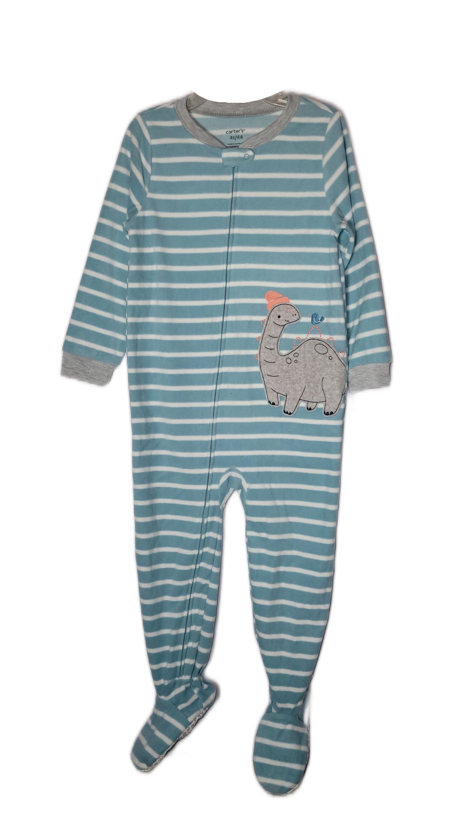 Pijama Carter's Dinosaurio Niño Pequeño Polar Rayas Dino Pies Dormir - Imagen 4 de 11