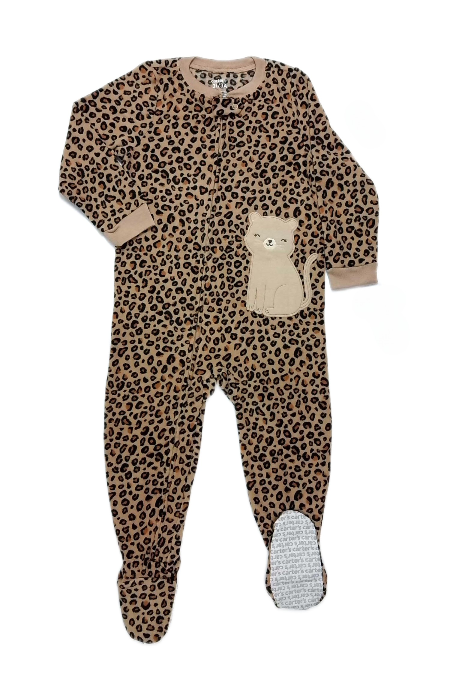 Carter's Leopardenmuster Kleinkind Mädchen Katze weich Fleece Fuß Pyjama Schlafanzug - Bild 7 von 10