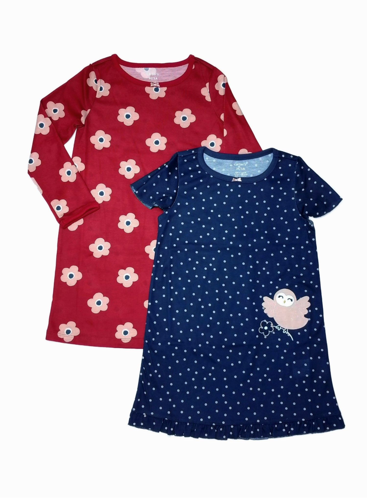 Conjunto de camisón, vestido rojo búho y flores Carter's para niña - Imagen 7 de 9
