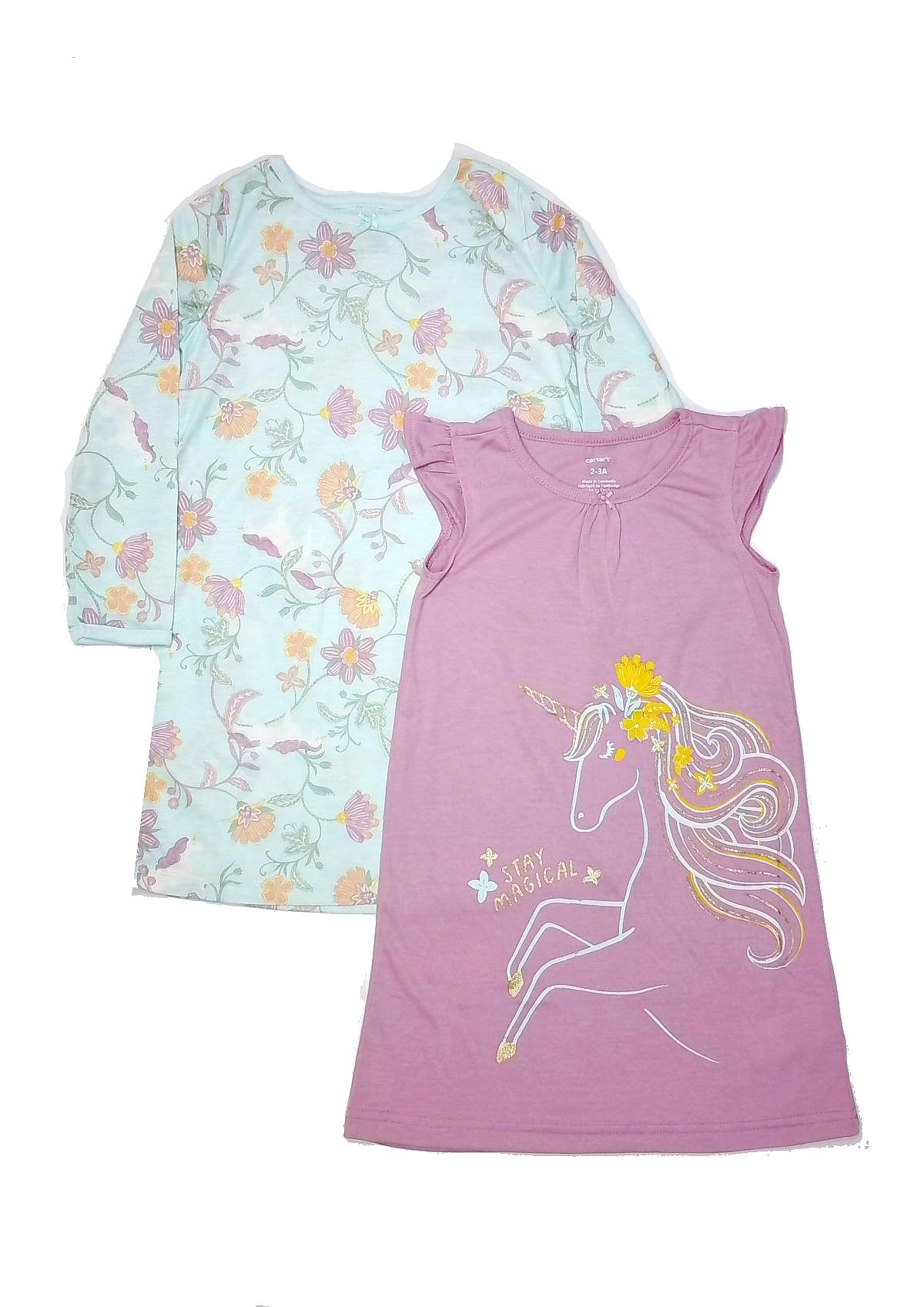 Carter's Mädchen Einhorn Grafik und Blumenmuster Nachthemd, Kleid Set - Bild 5 von 16