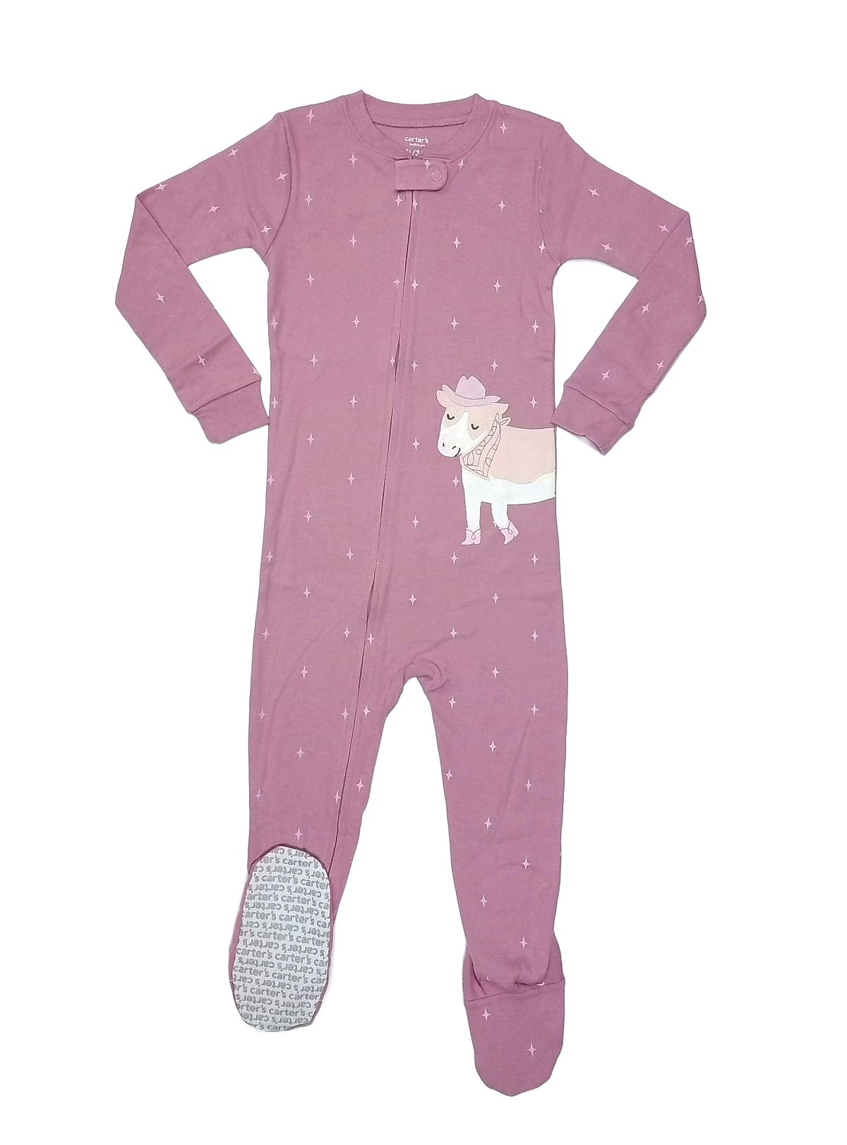 Carter’s Toddler Girl’s Dusty Pink Cowgirl Cow and Print Footed Pajama Sleeper