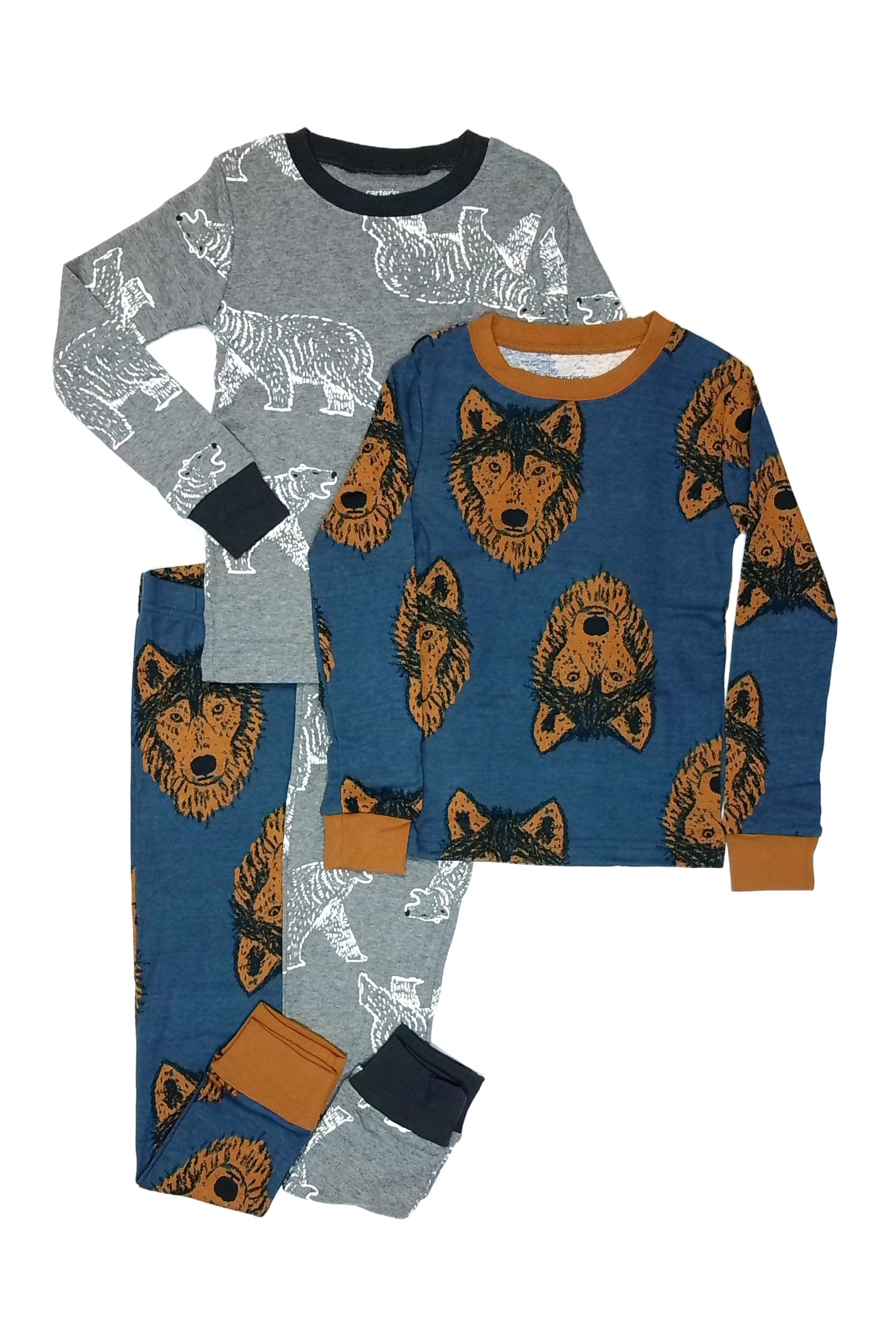 Carter's Boy's Wolf and Polar Bear 4-Piece Long-Sleeved Cotton Pajama Set - Picture 7 of 12