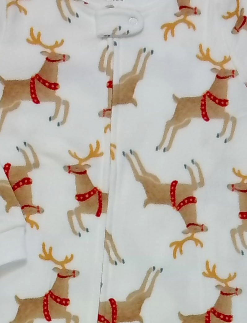 Carter's Toddler Girl's Winter Holiday Reindeer Fleece Footed Pajama Sleeper - 第 6/8 張圖片
