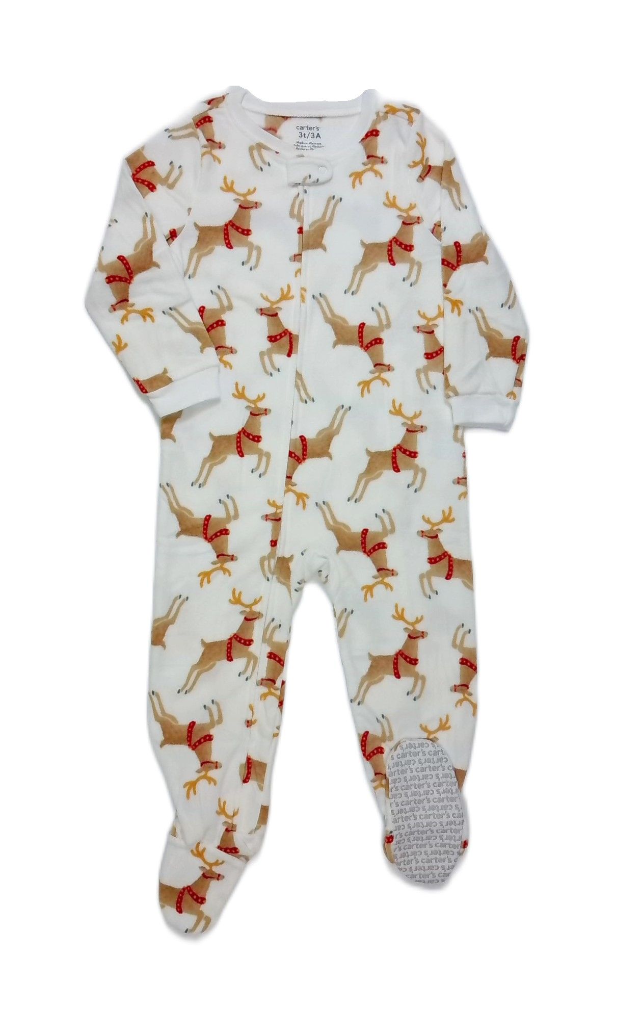Carter's Toddler Girl's Winter Holiday Reindeer Fleece Footed Pajama Sleeper - 第 5/8 張圖片