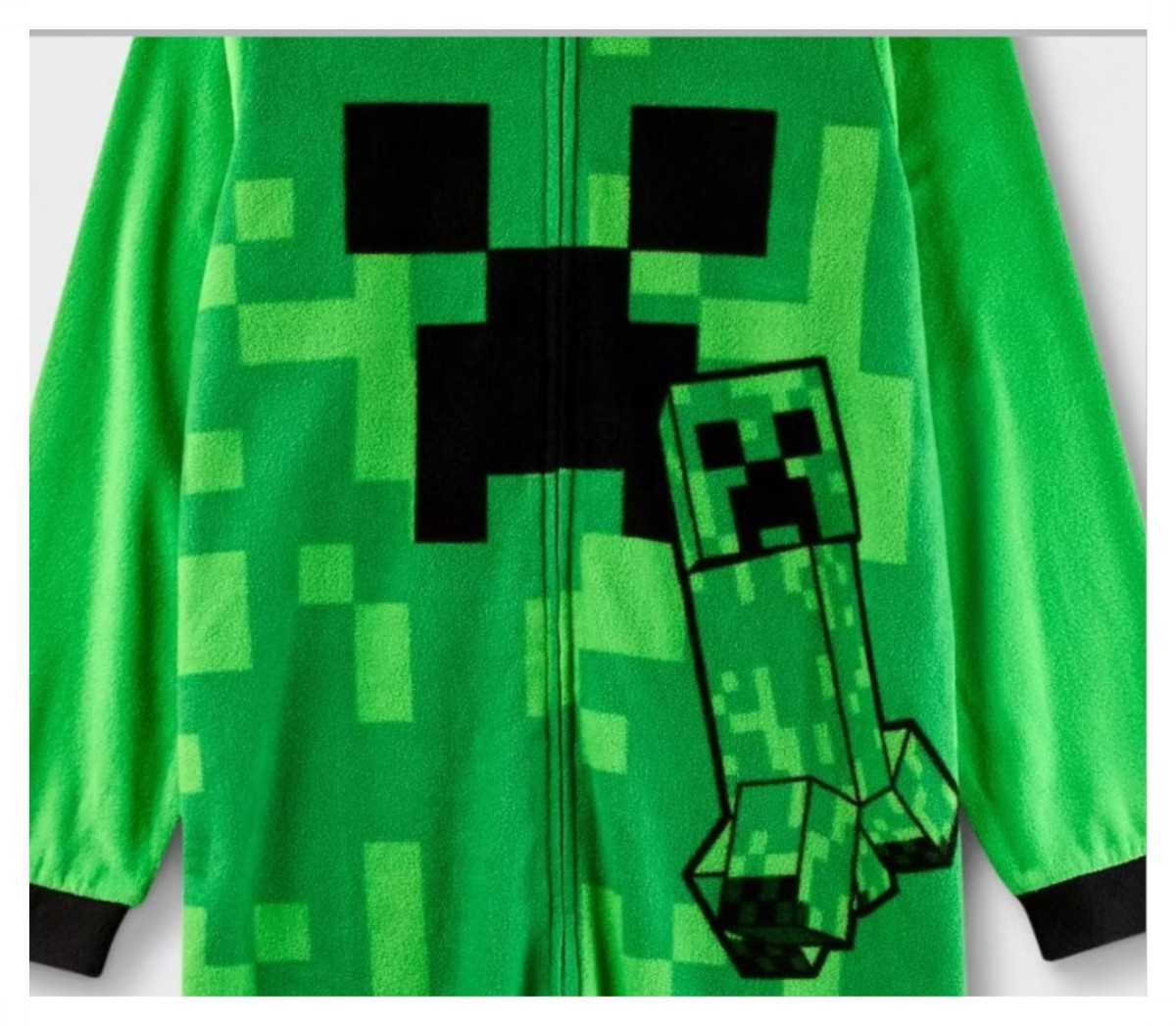 Minecraft Creeper Kids Green Hooded Fleece Costume Fleece Pajama Sleeper - Picture 8 of 8