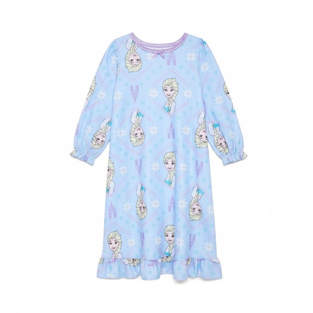 Disney Frozen Queen Elsa Toddler Girl’s Blue Flannel Nightgown, Gown