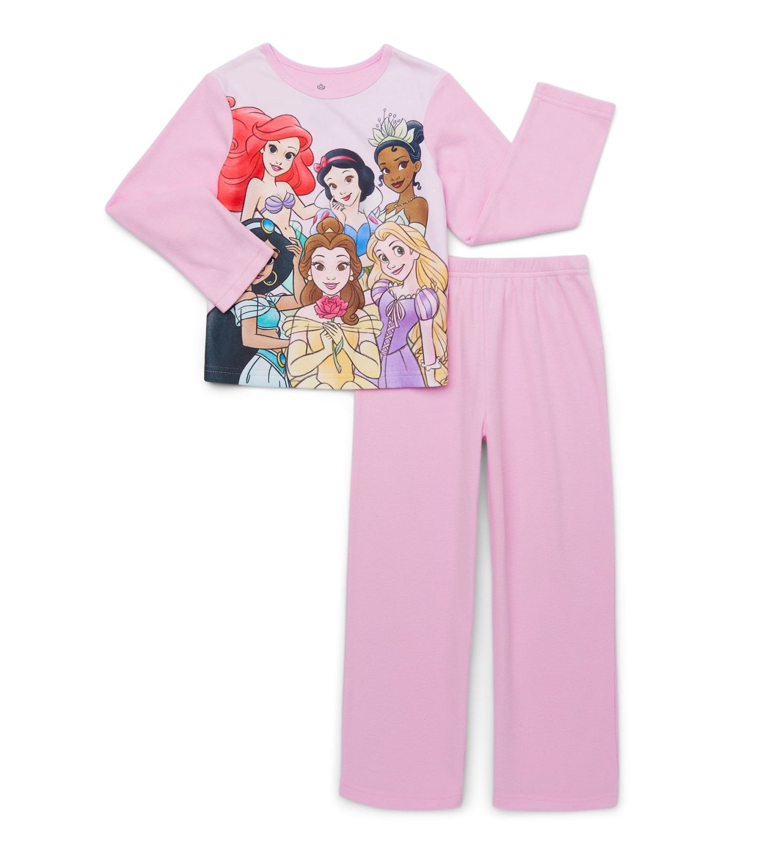 Disney Princess Girl's Multi Character Pink Soft Long-Sleeved Pajama Set - Picture 3 of 10