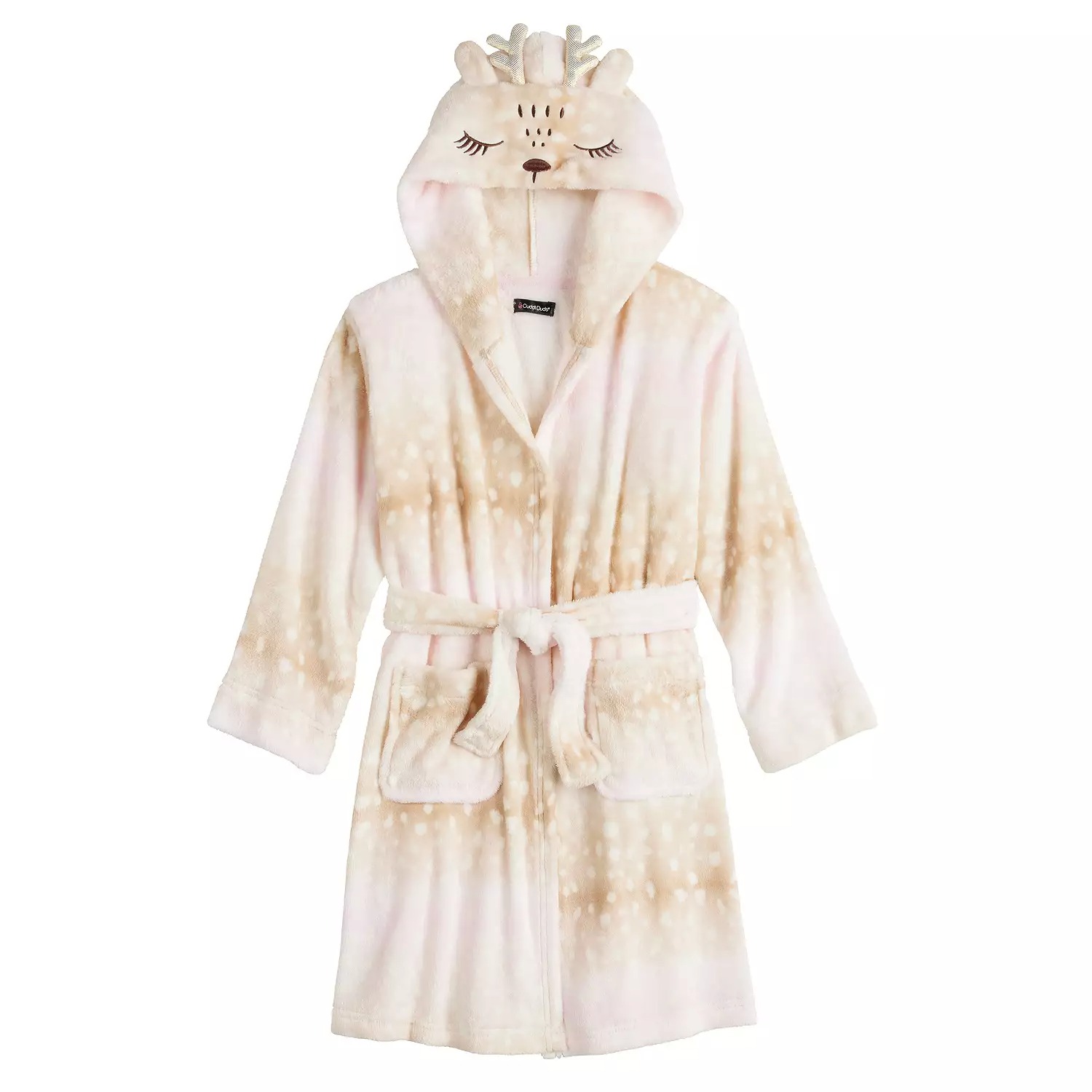 Girl's Deer Fawn Soft Plush Fleece Costume Style Hooded Bathrobe, Robe - Picture 7 of 10