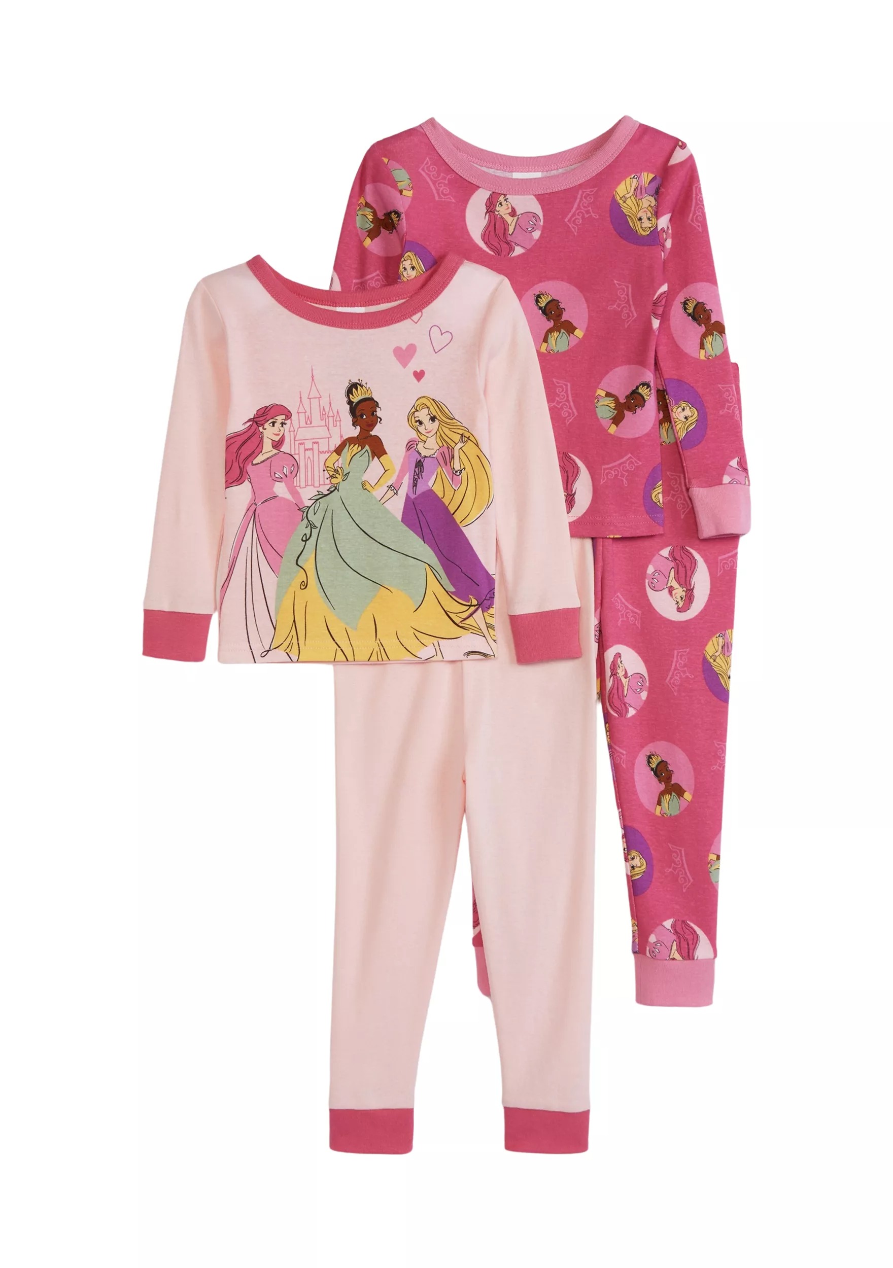 Disney Prinzessin Kleinkind Mädchen 4-teiliges rosa Baumwolle Figur Pyjama Set - Bild 3 von 4