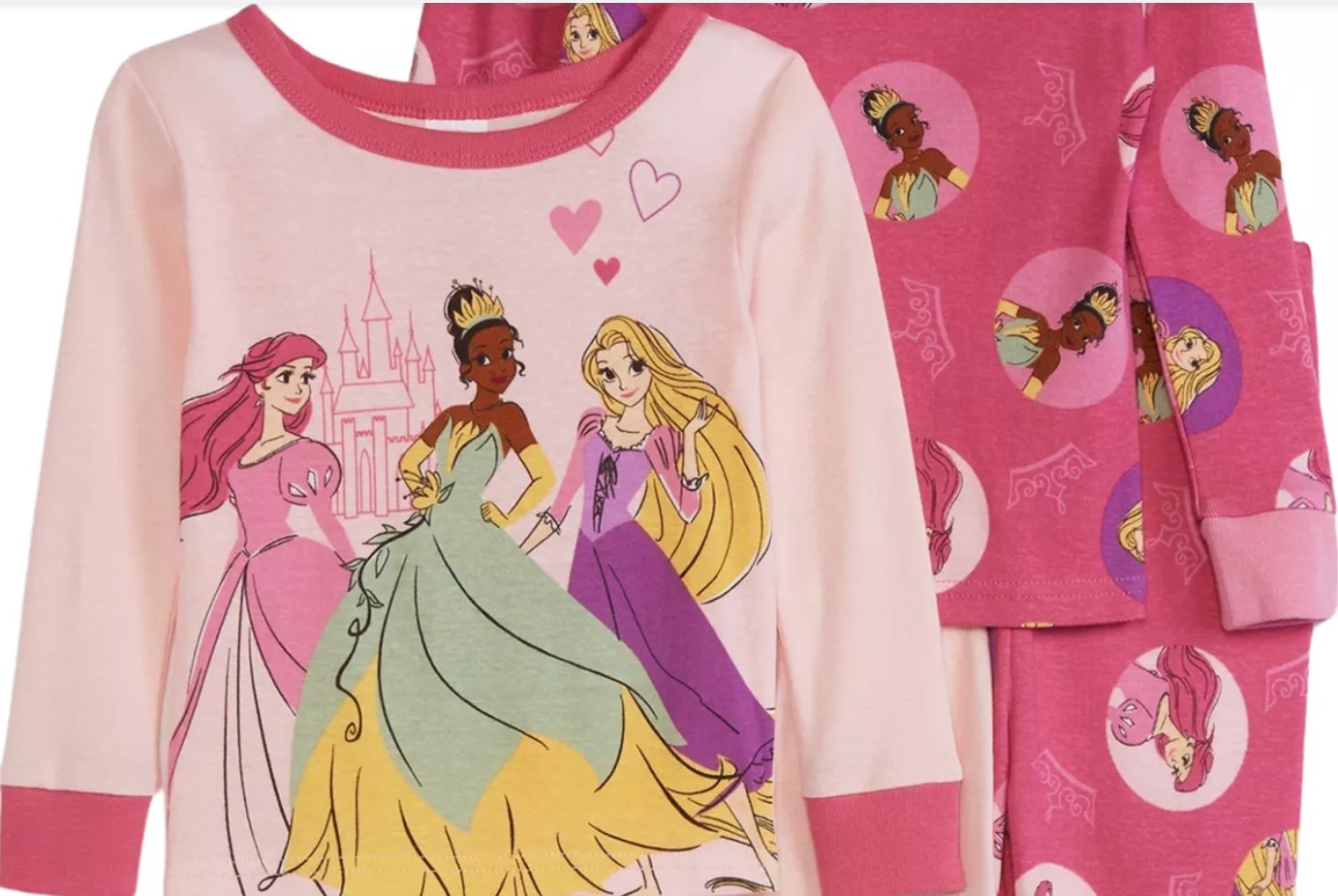 Disney Prinzessin Kleinkind Mädchen 4-teiliges rosa Baumwolle Figur Pyjama Set - Bild 4 von 4