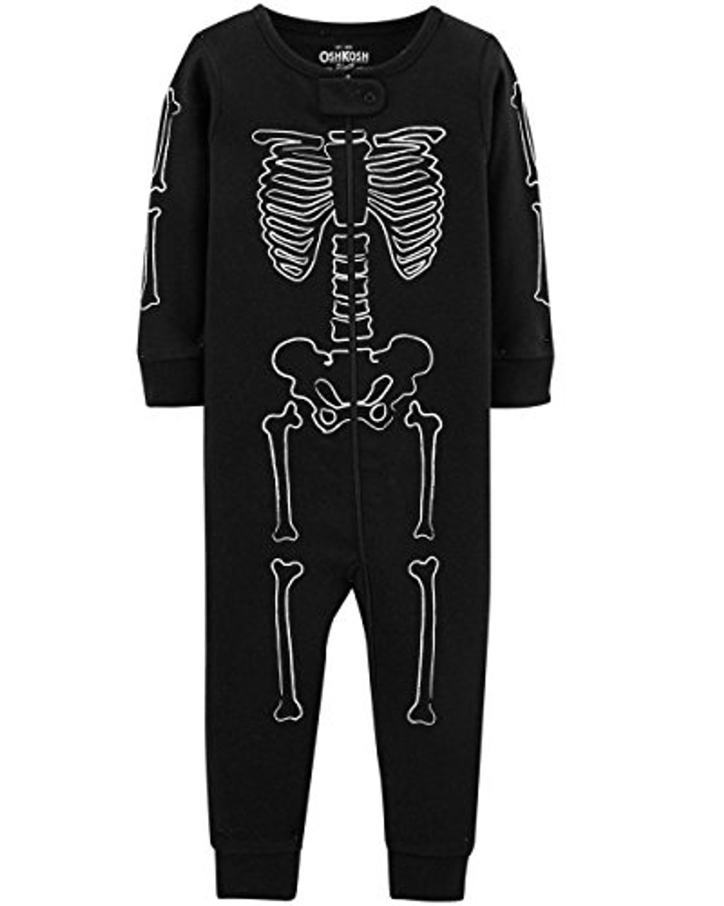 Toddler Boy's Halloween Glow-in-The-Dark Skeleton Cotton Pajama Sleeper - Picture 2 of 5