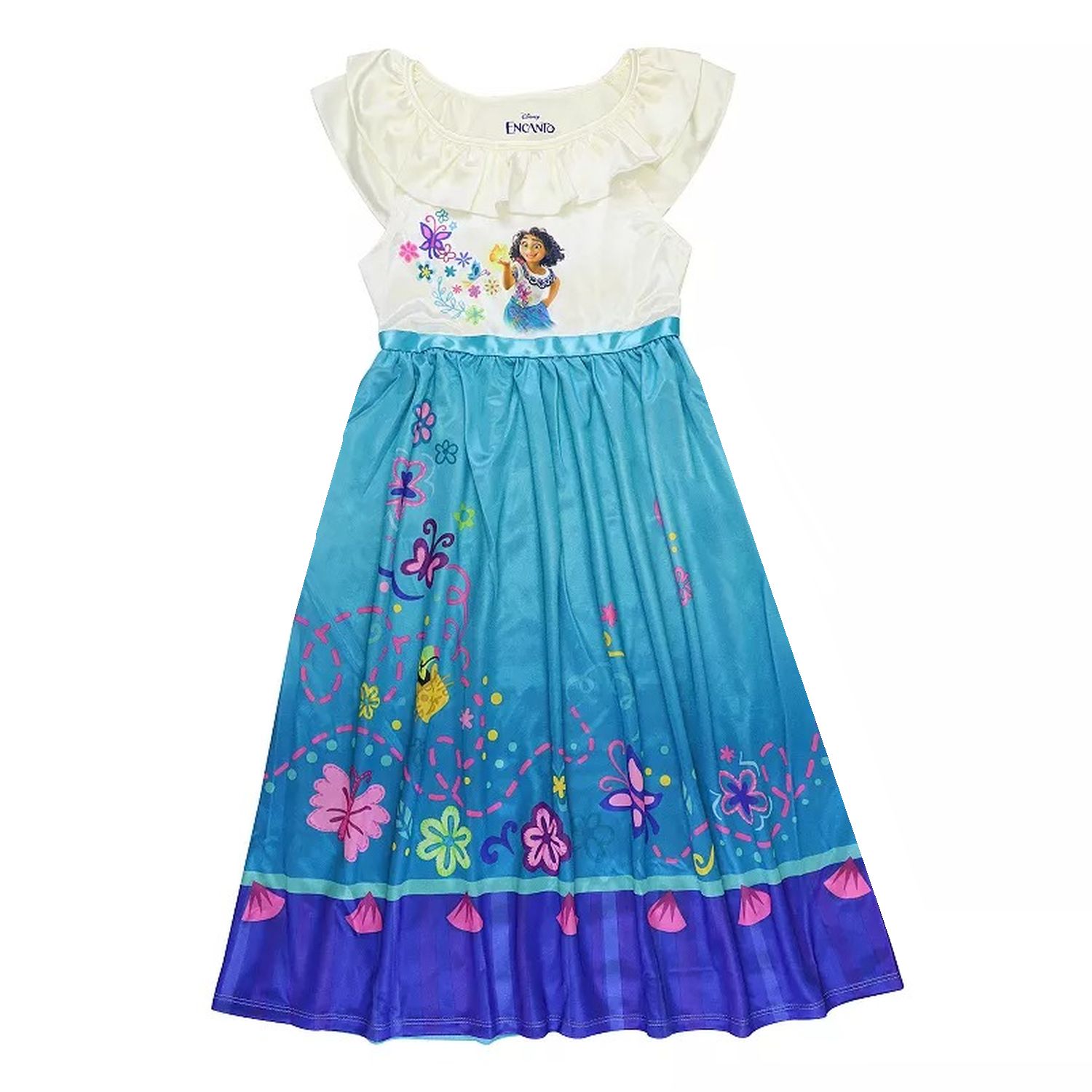 Disney Encanto Mirabel Girl's Fancy Floral Silk Nightgown, Gown - Picture 8 of 13