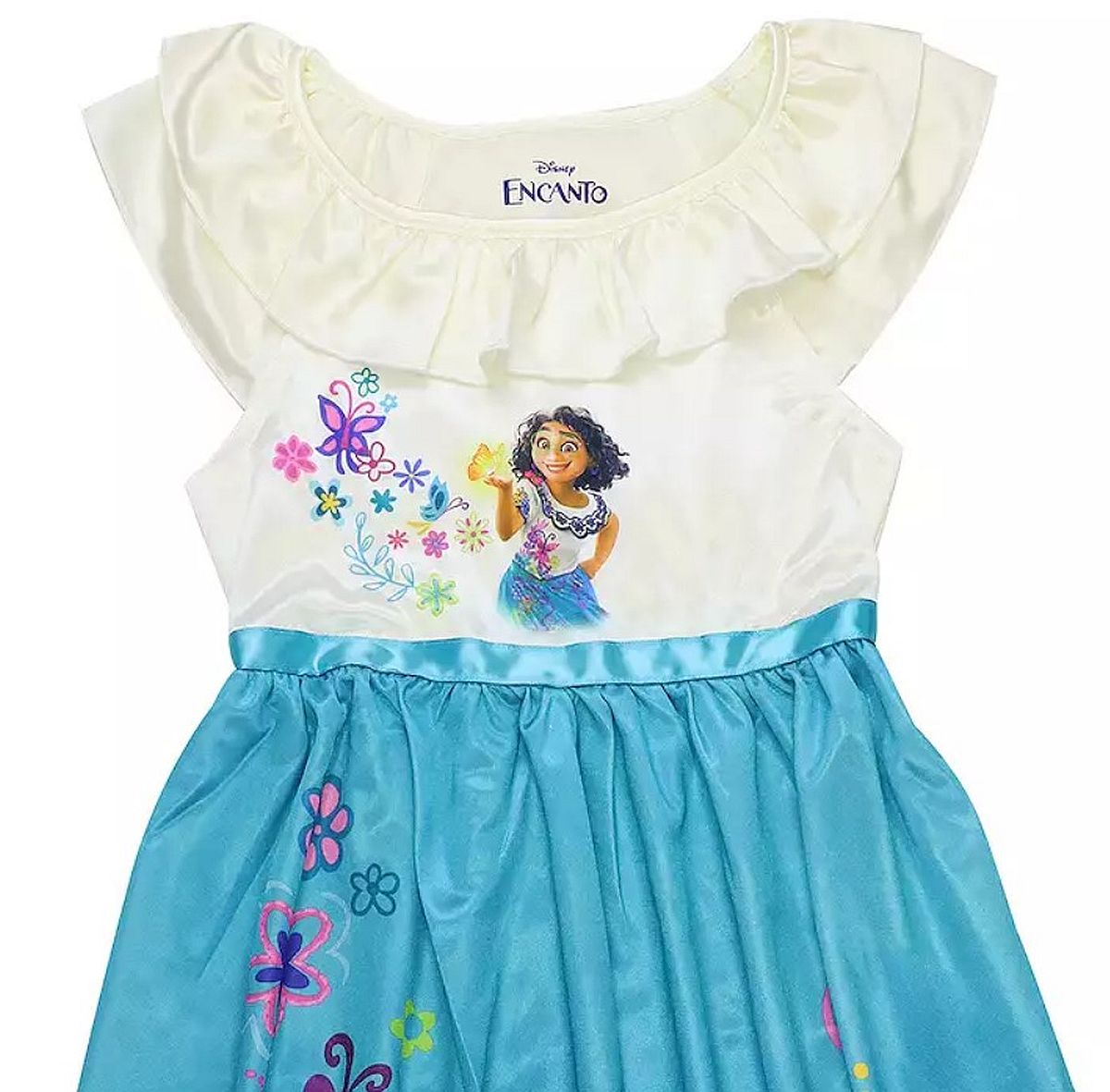 Disney Encanto Mirabel Girl's Fancy Floral Silk Nightgown, Gown - Picture 9 of 13