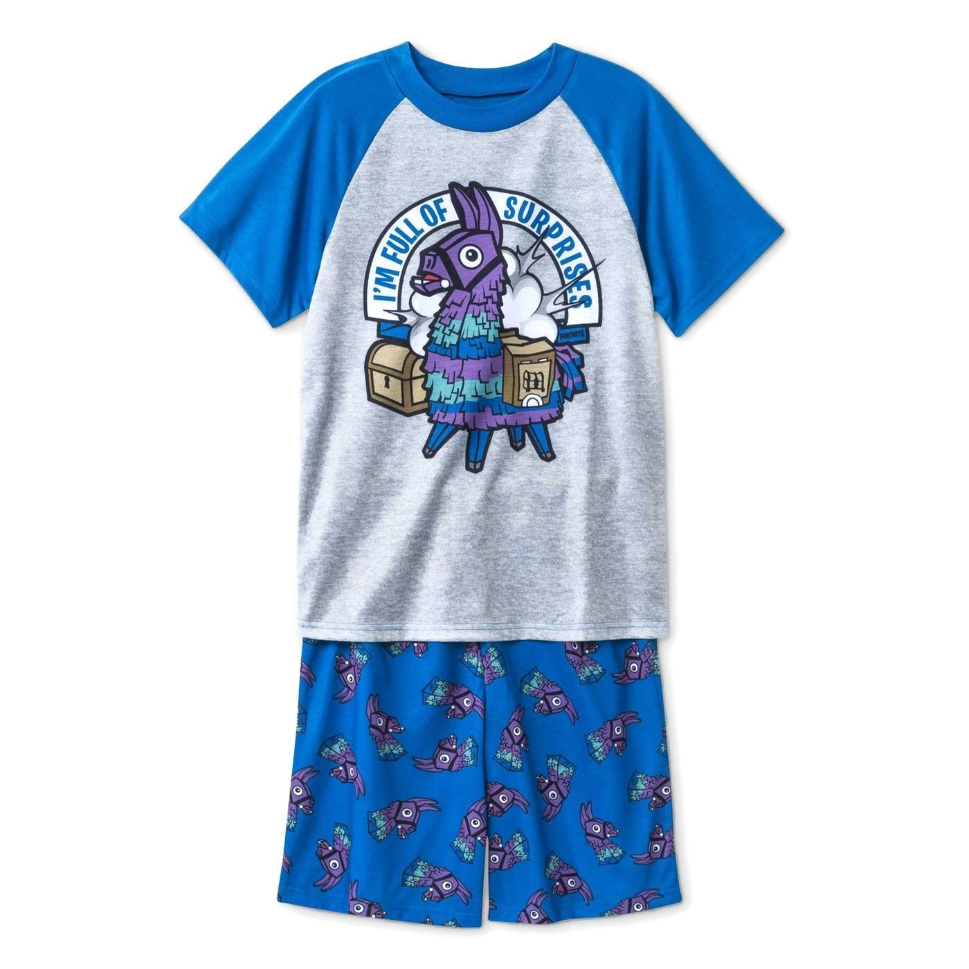 12 Large Boys 3 Piece Set Shirt,Shorts,Pant Loot Llama Fortnite Pajamas Size 10
