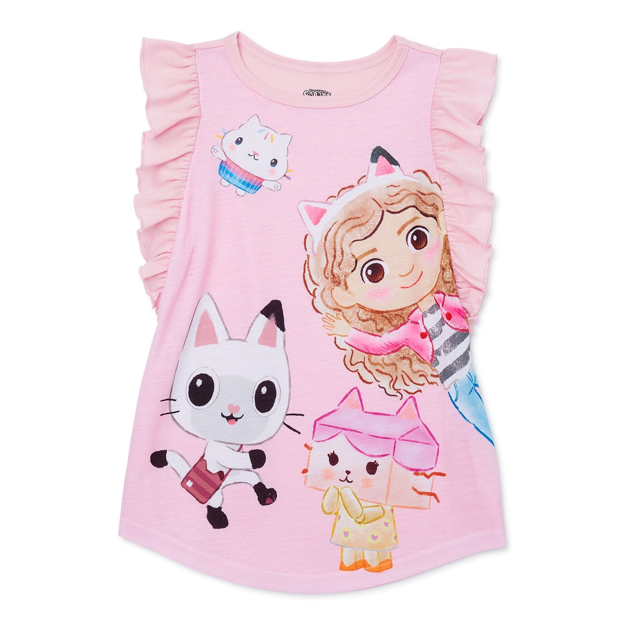 Gabby's Dollhouse Toddler Girl's Pink Flutter Sleeve Character Nightgown, Gown - Picture 5 of 8
