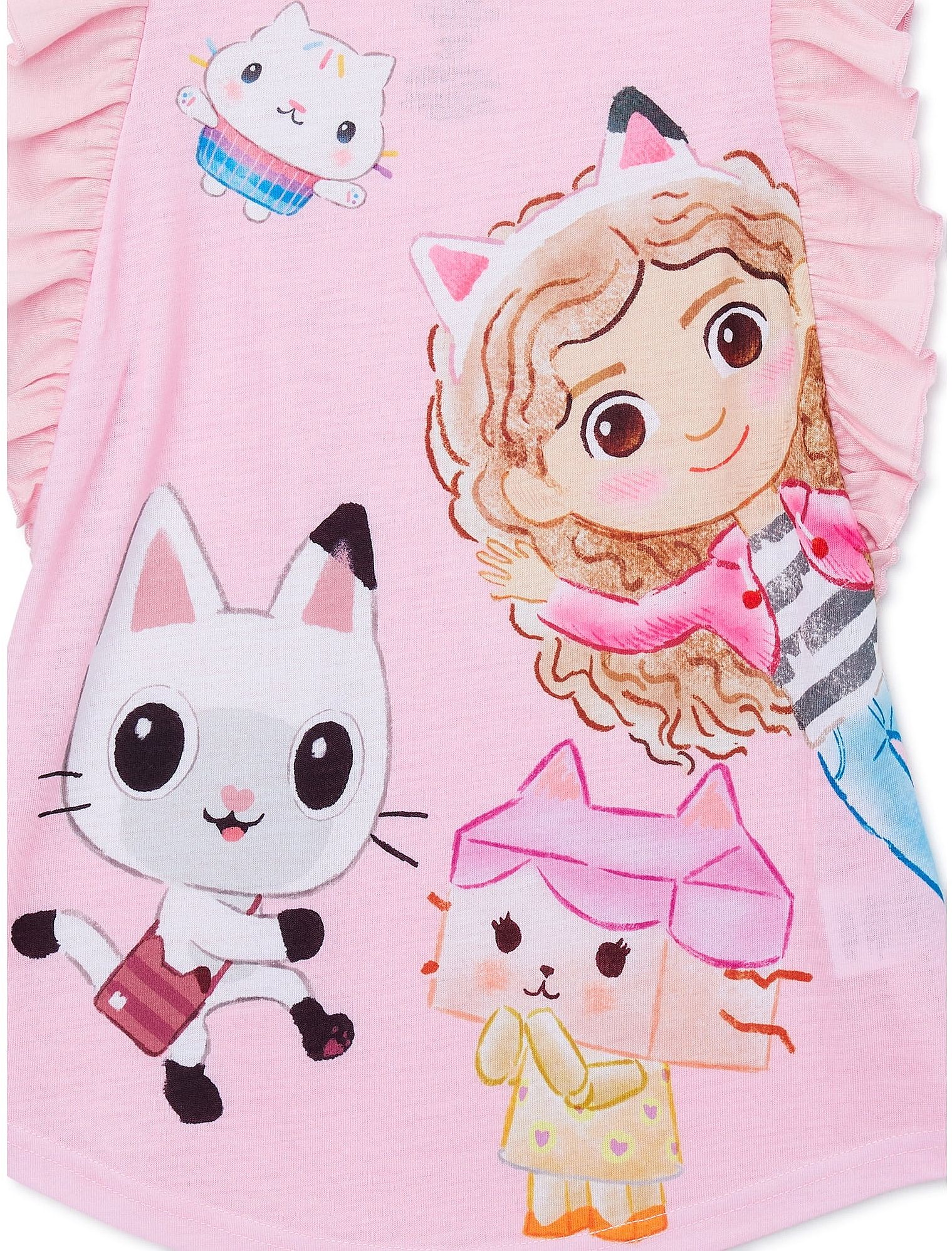 Gabby's Dollhouse Toddler Girl's Pink Flutter Sleeve Character Nightgown, Gown - Picture 8 of 8